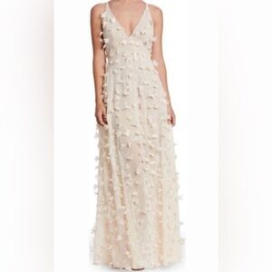 Dress the Population Appliqué Floral Maxi Dress - Champagne Pink - Medium
